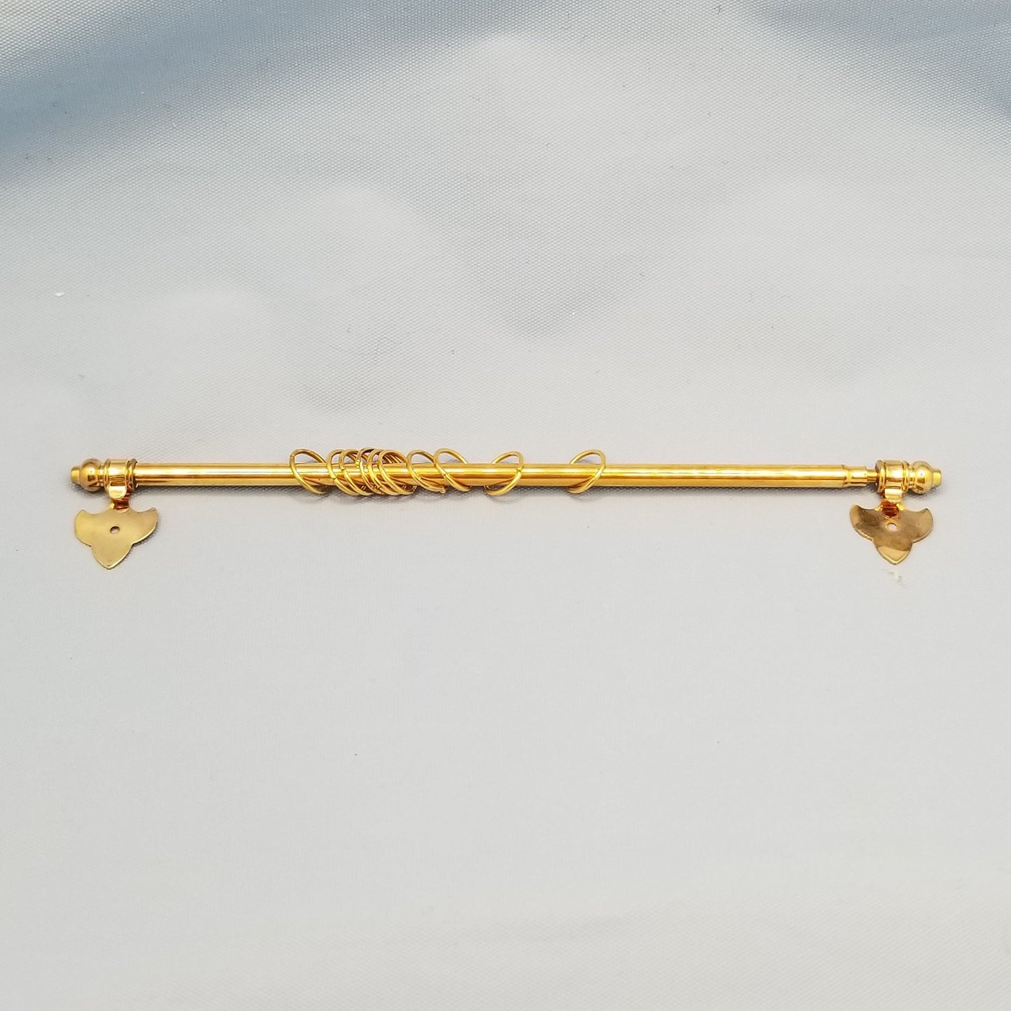 Brass Curtain Rod with 10 Rings - Extendable - 1/12 Scale Dollhouse Miniature
