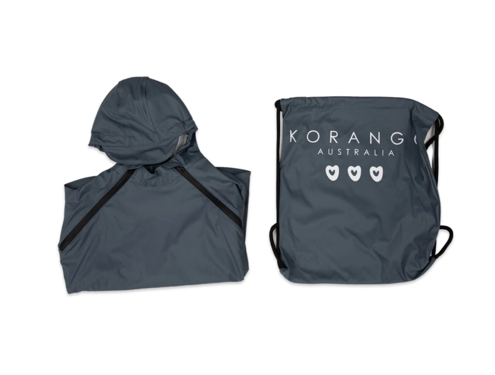 Charcoal Summer Rain Poncho & Rain Bag Set - -Select Size