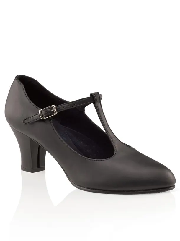 750 Black - Womenâs Jr Footlight T-Strap Character Shoe - Select Size