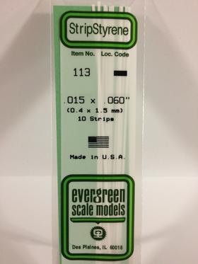 Evergreen .015" x .060" White Strip - Polystyrene - #113