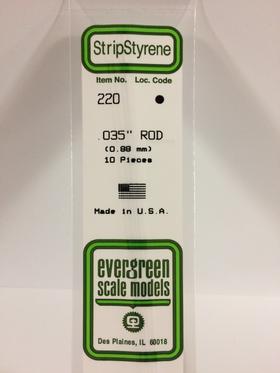 Evergreen Rod .035" Diameter - Opaque White Polystyrene - #220