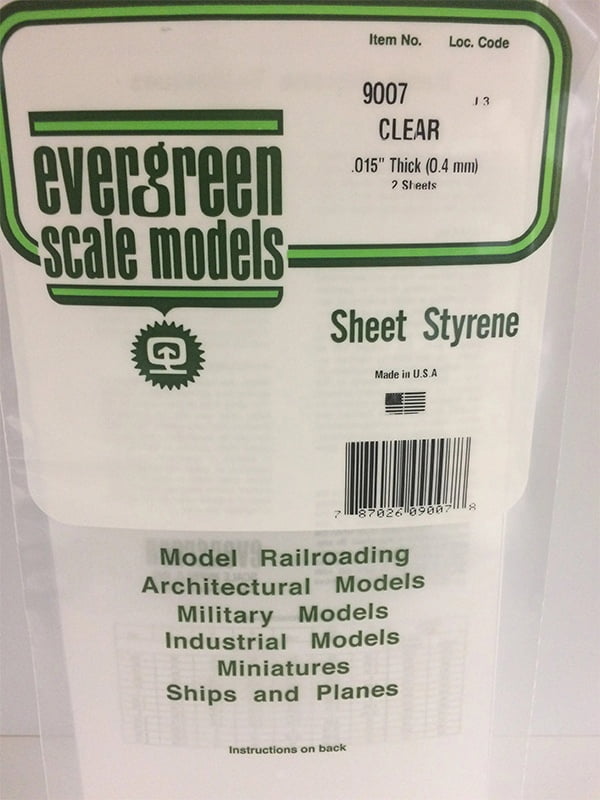 Evergreen Clear Sheet .015" - 6x12 - Clear Polystyrene - #9007