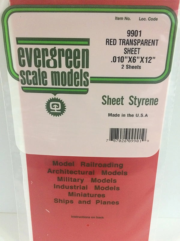 Evergreen Red Transparent Sheet - .010x6x12" - Polystyrene - #9901