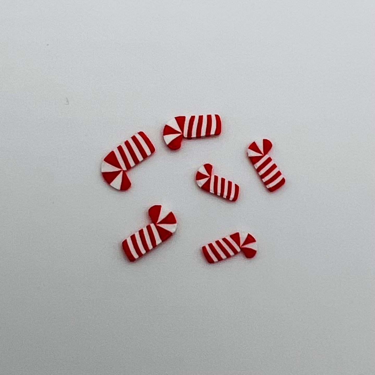 Candy - Shaped Like Candy Cane - 6 Pieces - Polymer Clay - 1/12 Scale Dollhouse Miniature
