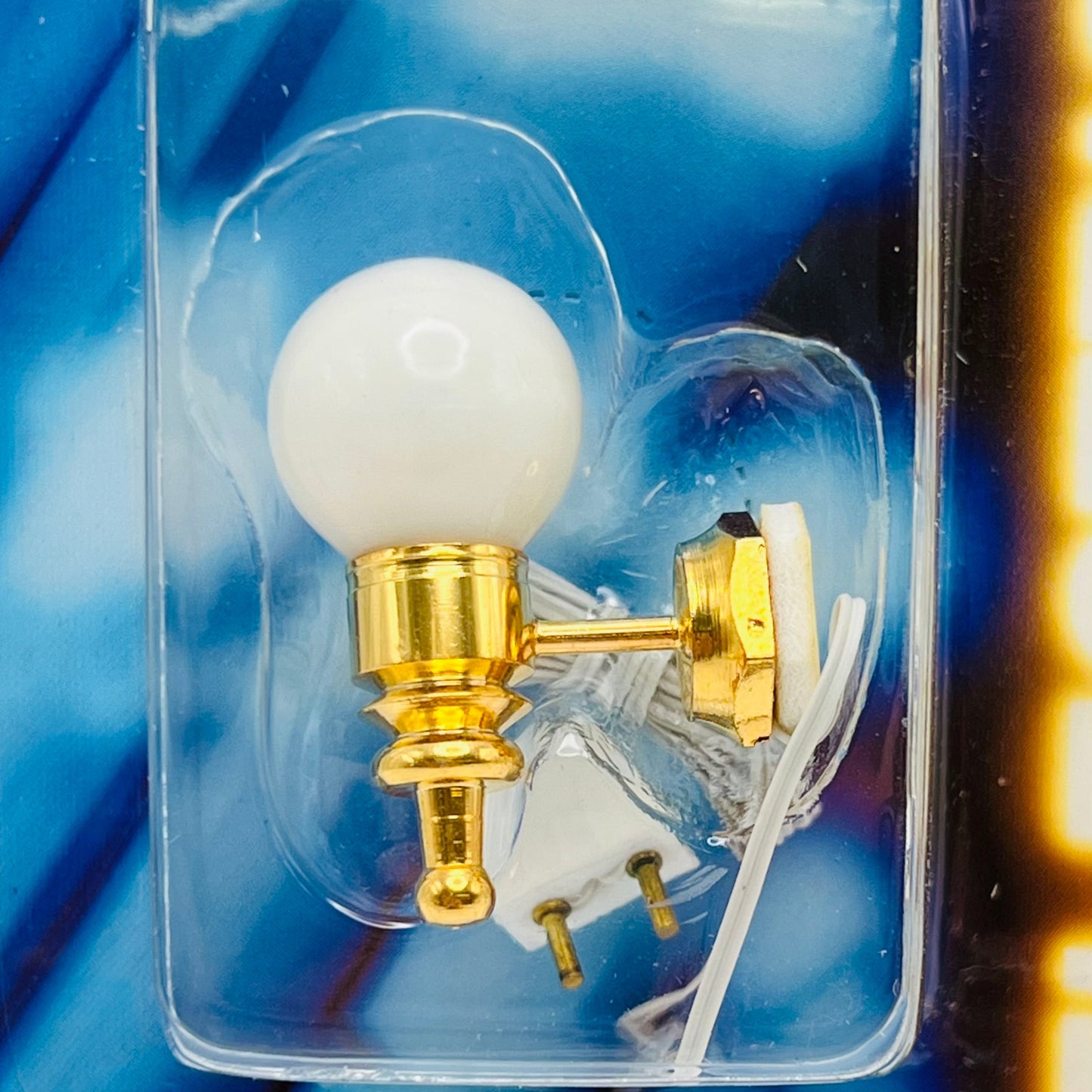 Brass Wall Sconce with White Globe - 12 Volt - 1/12 Scale Dollhouse Miniature