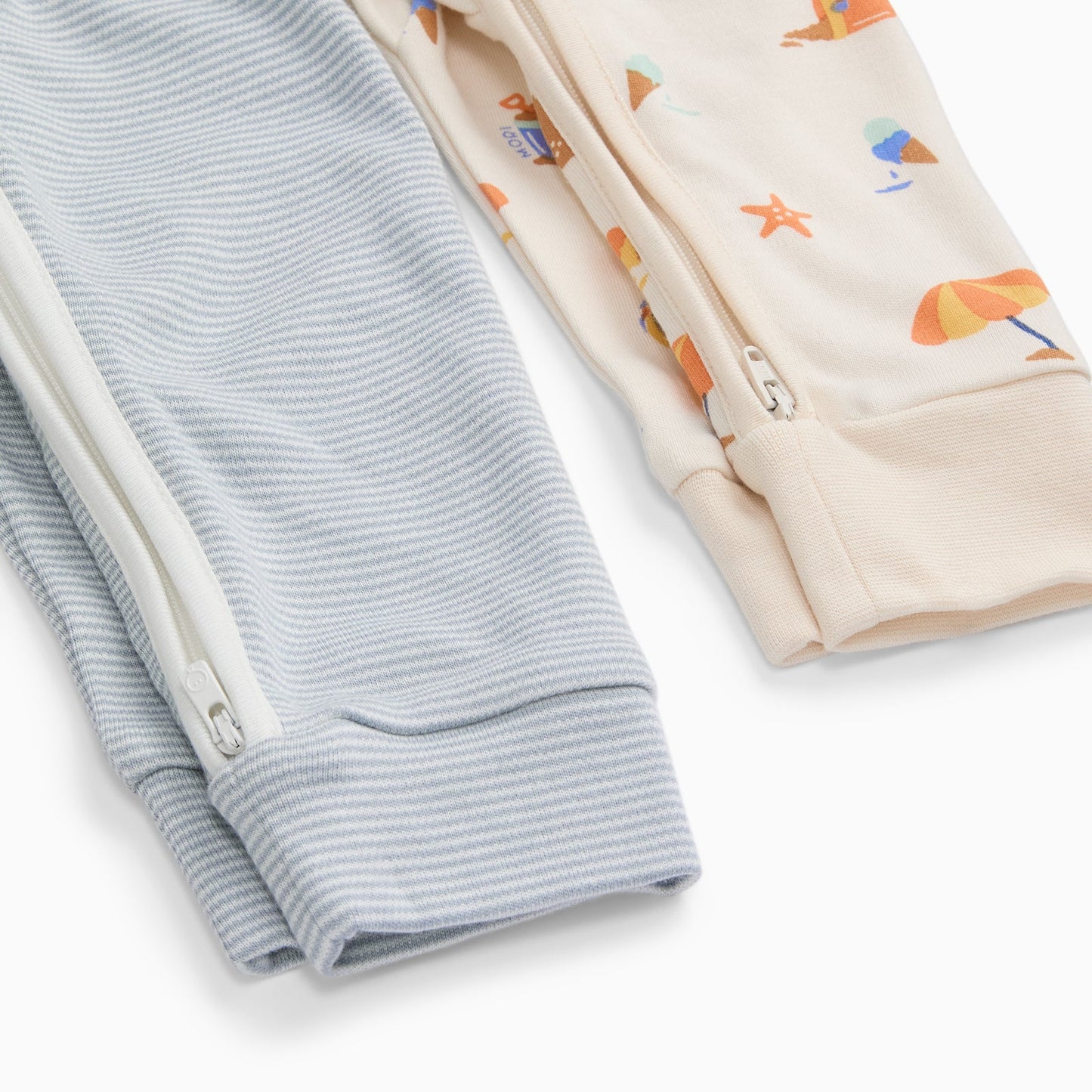 Beach Day & Blue Stripe Clever Zip Sleepsuit 2 Pack