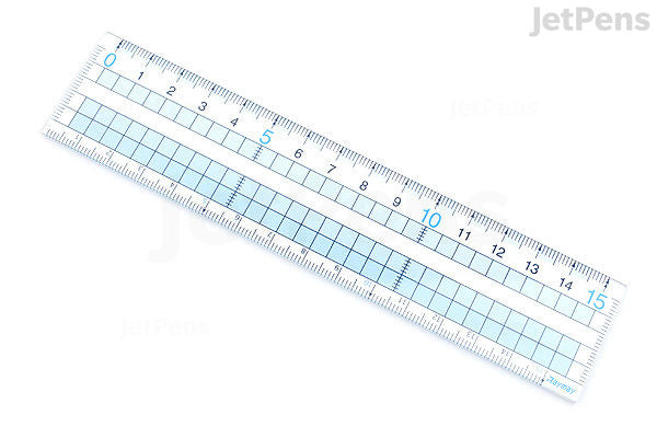 Blue Transparent 15 cm Grid Ruler