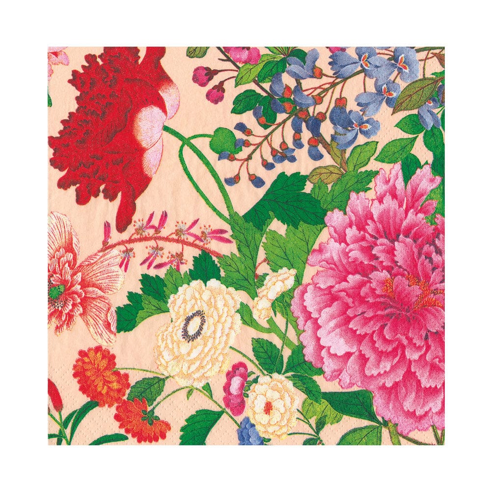 A Profusion of Flowers, Shell Pink - Caspari Luncheon Napkin