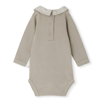 Bonpoint Septembre Bodysuit With Pointed Collar and Foliage Print