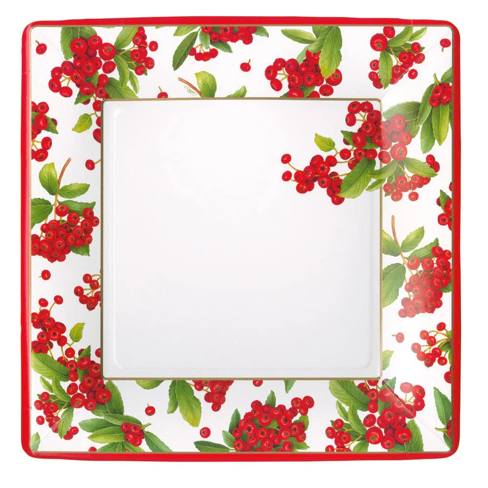 Christmas Berry Red Caspari SQ Dinner Plates
