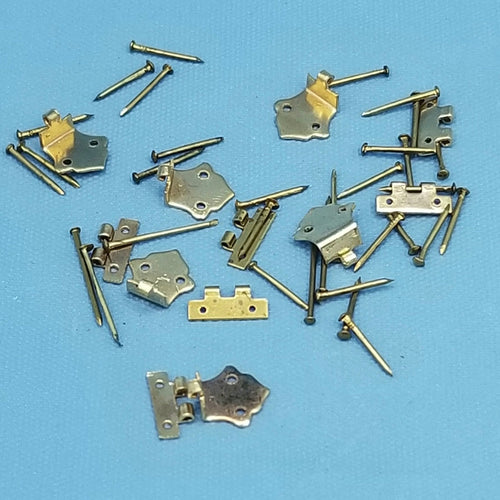 Offset Hinges with Nails - Brass - Package of 6