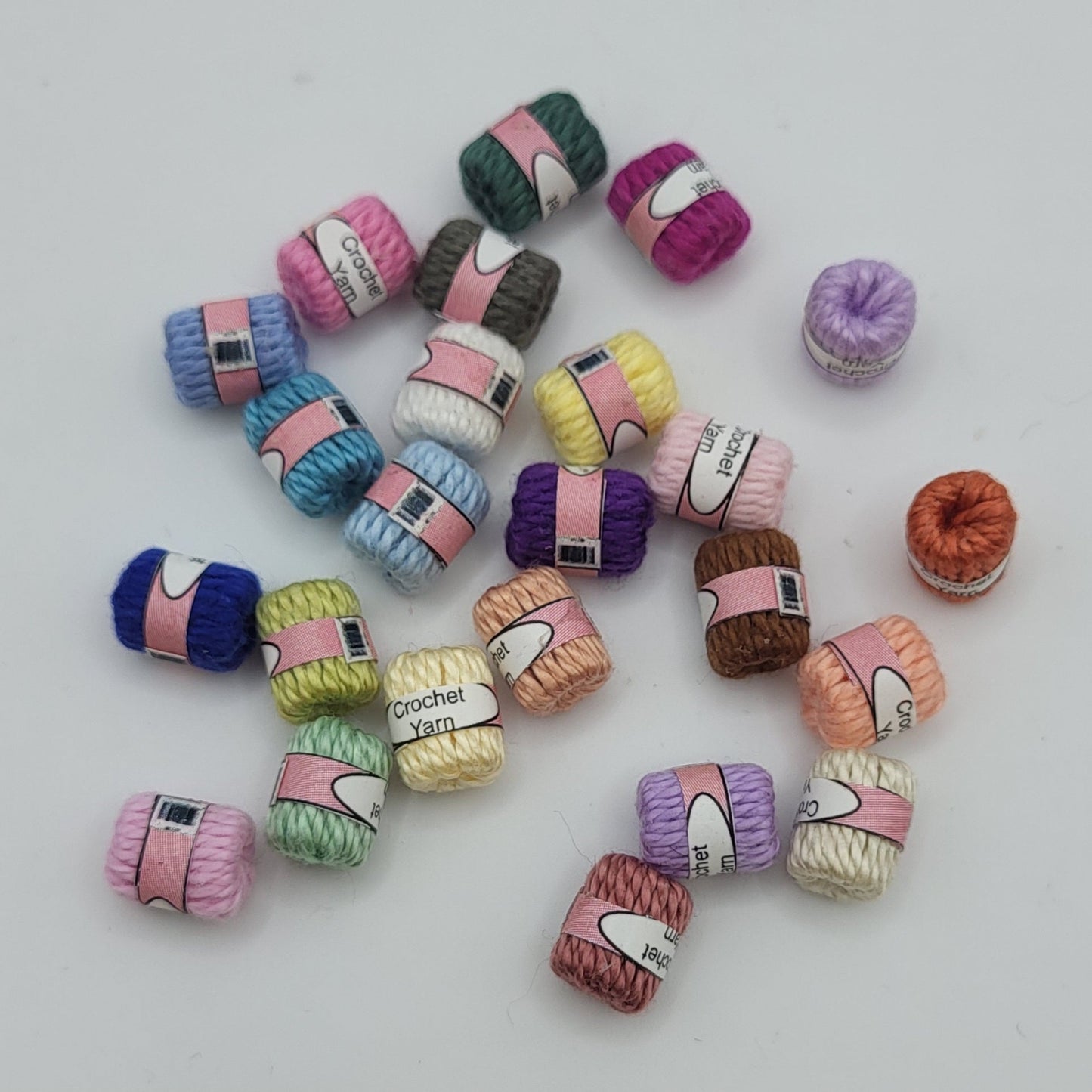 3 Skeins of Crochet Yarn with Paper Band - 1/12 Scale Dollhouse Miniature