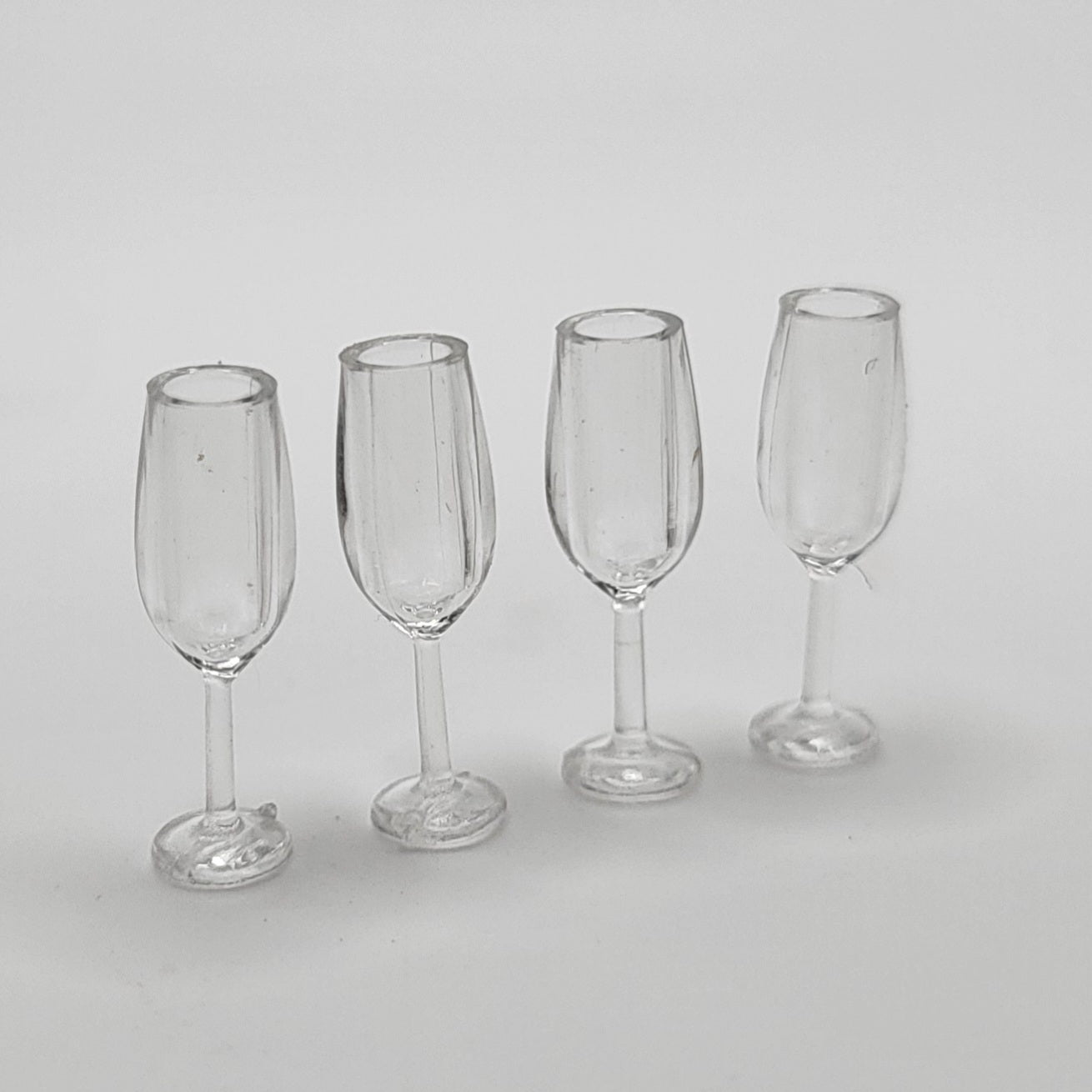 Plastic Champagne Glasses - Set of 4 - 1/12 Scale Dollhouse Miniature