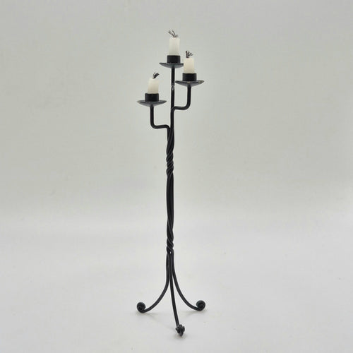 3-Tier Candle Holder - Black Wrought Iron Look - 1/12 Scale Dollhouse Miniature
