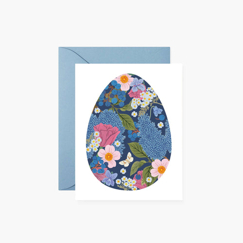 Blue Easter Egg Greeting Card - Botanica Paper Co.
