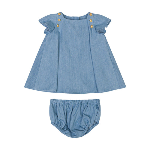 Balmain Kids Chambray Dress With Bloomer