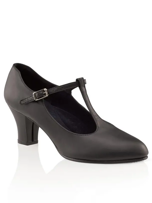 750 Black - Womenâs Jr Footlight T-Strap Character Shoe - Select Size