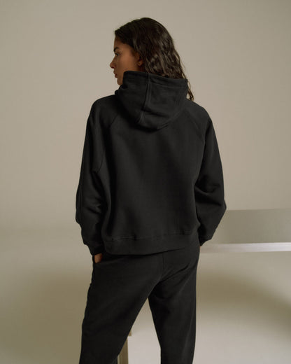 Varsity Loose Fit Hoodie - Black