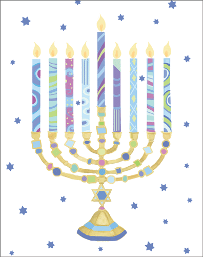 Menorah and Stars Caspari Boxed Hanukkah Cards