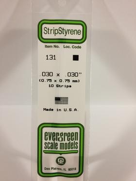 Evergreen .030" x .030" White Strip - Polystyrene - #131
