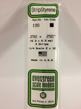 Evergreen .250" x .250" White Strip - Polystyrene - #199