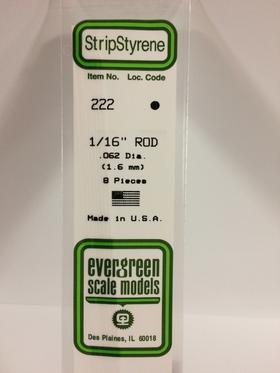 Evergreen Rod .062" Diameter - Opaque White Polystyrene - #222