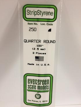 Evergreen Quarter Round .100" - Opaque White Polystyrene - #250