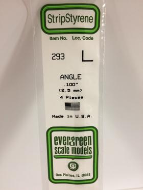 Evergreen Angle .100" - Opaque White Polystyrene - #293