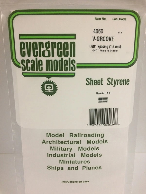 Evergreen V-Groove Siding .040", .060" Spacing - Opaque White Polystyrene - #4060
