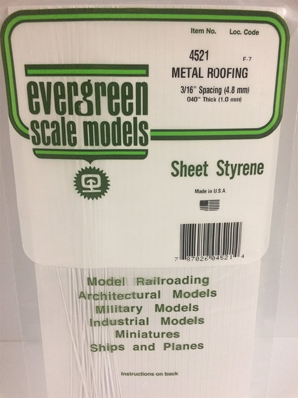 Evergreen Seam Roof - 3/16" - Opaque White Polystyrene - #4521