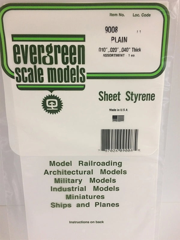 Evergreen Plain Sheet Assortment - 6x12 - Polystyrene - #9008