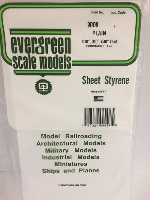 Evergreen Plain Sheet Assortment - 6x12 - Polystyrene - #9008