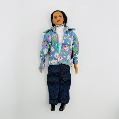 Adult Female with Long Dark Hair Doll - Posable Arms/Legs - 1/12 Scale Dollhouse Miniature
