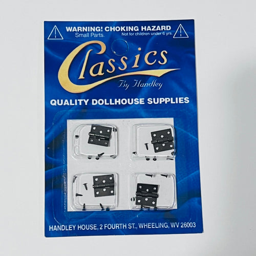 Black Butt Hinges - Package of 4 - 1/12 Scale Dollhouse Miniature