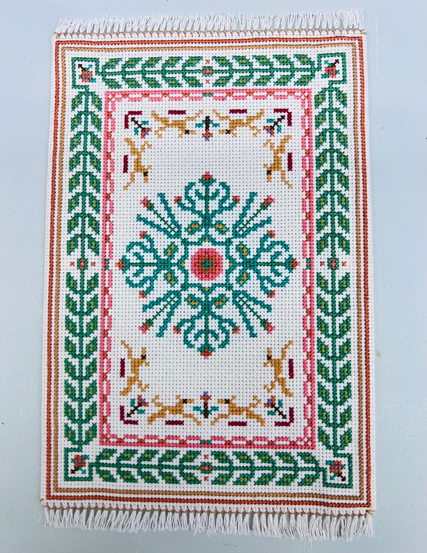 Large Cross Stitched Rug -  1/12 Scale Dollhouse Miniature