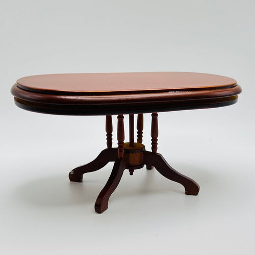 Mahogany Oval Dining Table - 1/12 Scale Dollhouse Miniature