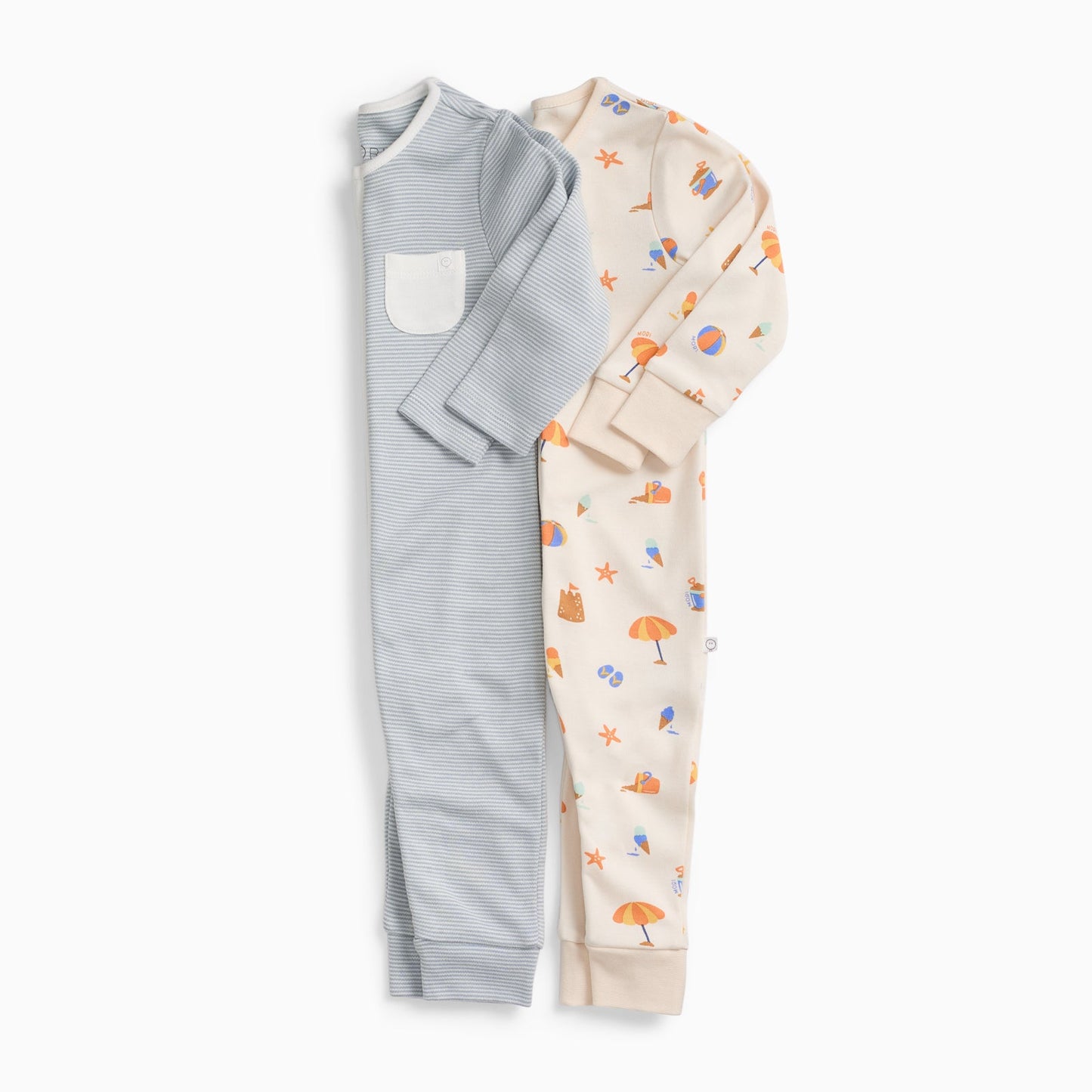 Beach Day & Blue Stripe Clever Zip Sleepsuit 2 Pack