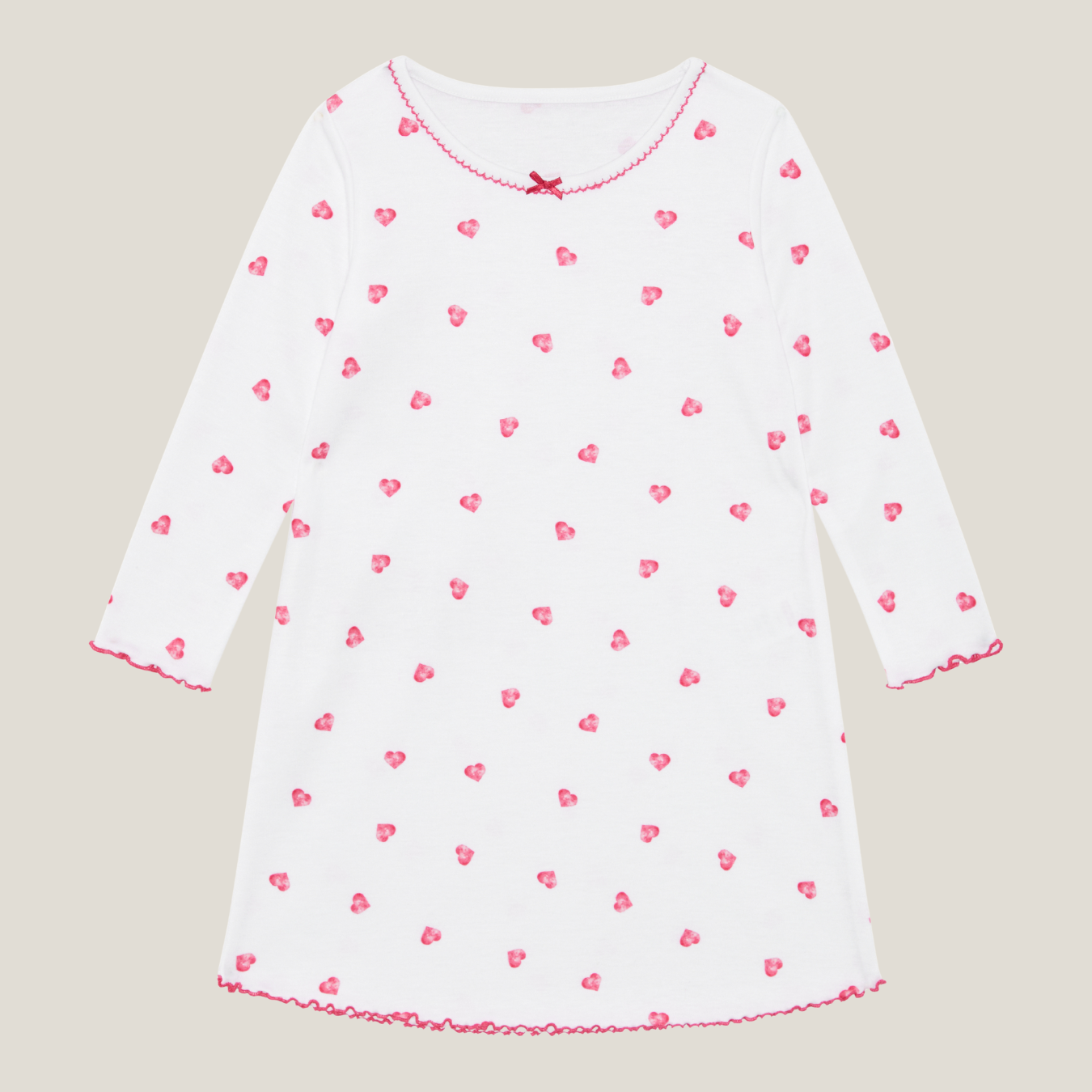 Long Sleeve Nightdress - Pink Heart