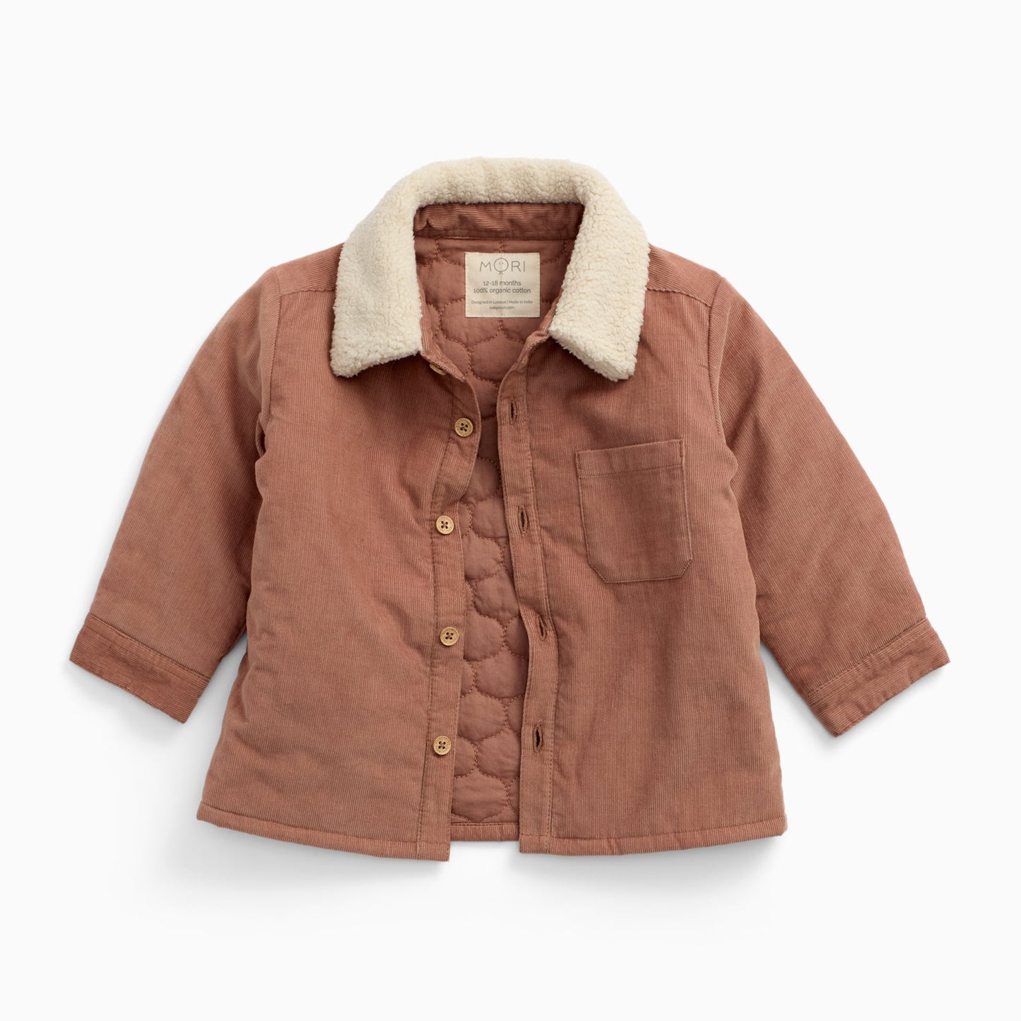 Borg-Collared Corduroy Shacket