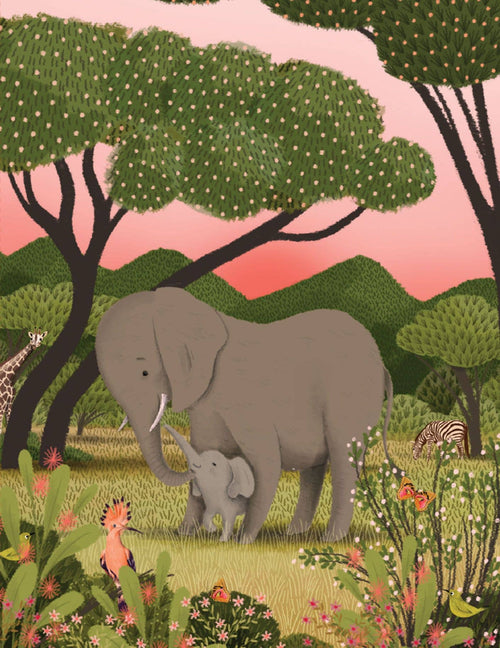 Mom & Baby Elephants Baby Card