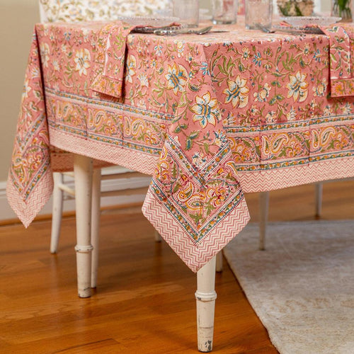 April Cornell – Blossom Block Print Tablecloth, Peach