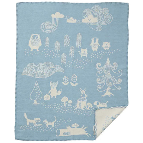 Little Bear Organic Cotton Blanket, Blue - Klippan