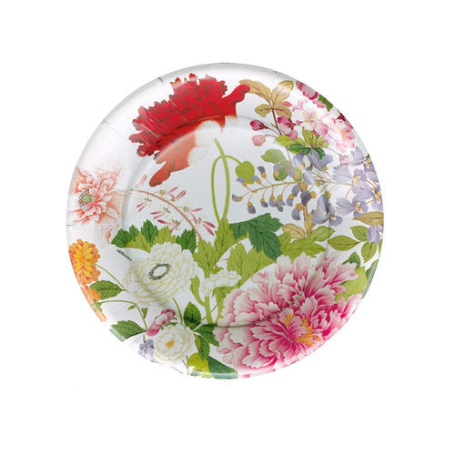 A Profusion of Flowers on White - Caspari Salad/Dessert Plates