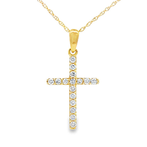 .19ct Diamond Cross Religious Pendant 14KT Yellow Gold